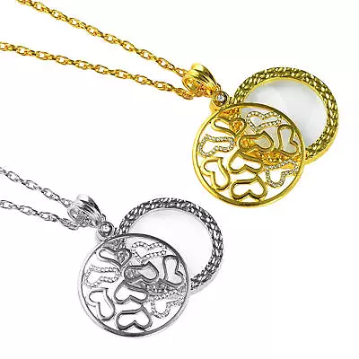 Monocle Lens Necklace 6x Magnifier Magnifying Glass Pendant Coin Gold Silver • $11.31