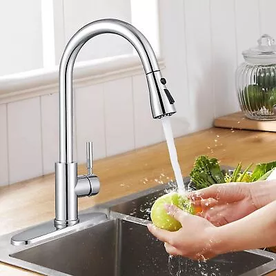 Chrome Pull Down Kitchen Faucet With Sprayer 1 Or 3 Hole Kitchen Sink Mixer Tap • $27.95