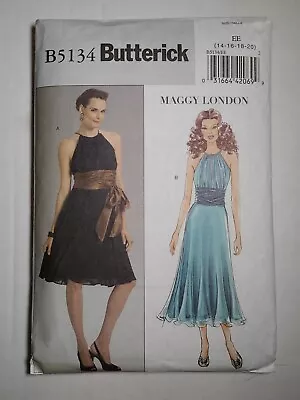 Butterick B5134 Sewing Pattern Maggy London Halter Swing Dress Sz 14-20 UNCUT • $7.95