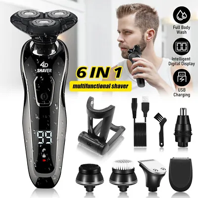 Mens Electric Shaver Rotary Razor Rechargeable Cordless Sideburn Trimmer Wet Dry • $24.99