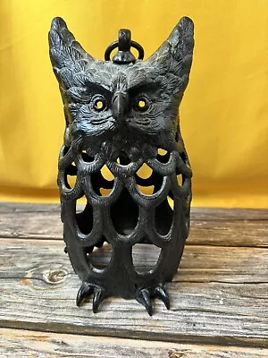 Vintage Cast Iron Owl Japanese Hanging Lantern MISSING BASE • $85