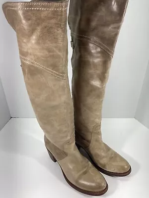 FRYE Jane Tall Boots  Women Size 8 B Cuff Stone Burnished Leather 77594 Western • $62.95