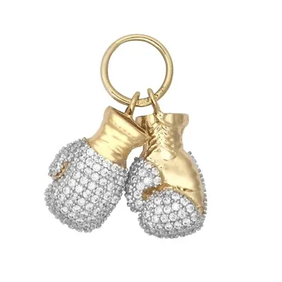 Gold Boxing Gloves 9ct Yellow Gold Diamond Boxing Glove Pendant Boxer Gift Solid • £199