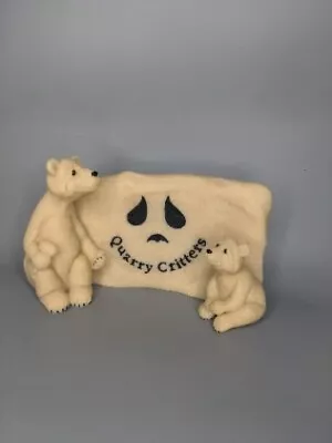 Vintage Large Quarry Critters Two Polar Bear Buddies Figurine With Plaque RARE • $31.20