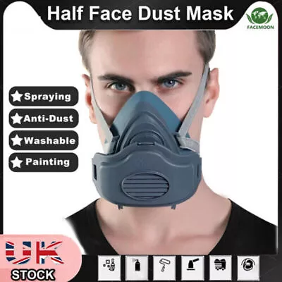 Safety Gas Mask Filters Chemical Spray Painting Respirator Vapour PPE Washable • £17.99