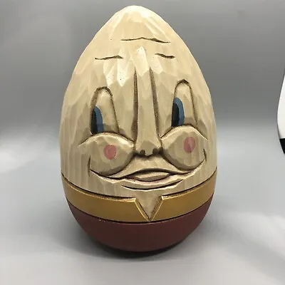 Unique Carved Humpty Dumpty Egg Figurine Resin Faux Wood Nursery Rhyme Decor • $15.97