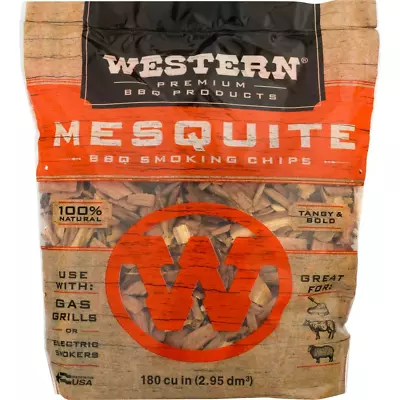 Western Premium BBQ Products Mesquite BBQ Smoking Chips 180 Cu In Free Shipping • $4.49