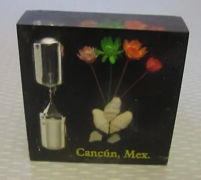 Vintage Encased Shell Lucite Hourglass Kitchen Egg Timer Cancun Mexico Souvenir • $7.95