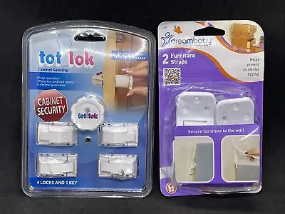 Magnetic Tot Lok 4 Locks For Cabinet Doors/Drawers And 2 Furniture Straps Van • $12.75