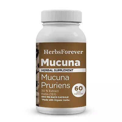 Mucuna (Support The Nervous & Reproductive System) 60 Vege Capsules 800 Mg Each • $15.95