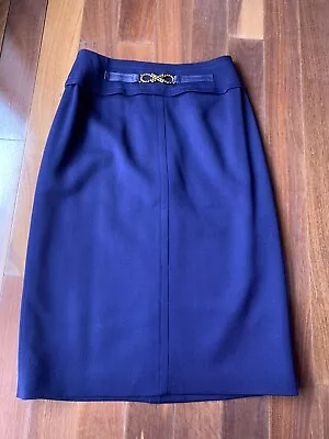 CELINE Designer Vintage Pencil Midi Wool Skirt Blue Womens Size 42. Read Desc • $192.44