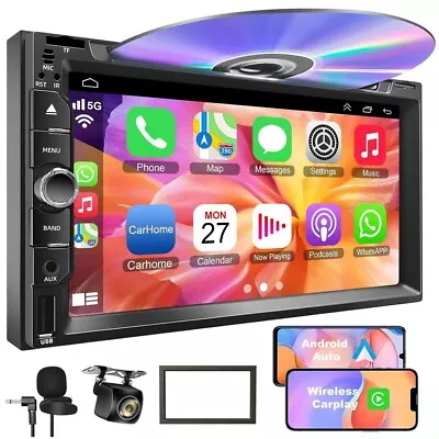 7  Double Din Car Stereo Carplay Radio CD DVD FM Player Bluetooth +Backup Camera • $117.87