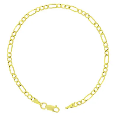 14K Yellow Gold 3.5mm-7mm Italian Figaro Chain Link Bracelet Mens Women 7  8  9  • $118.98