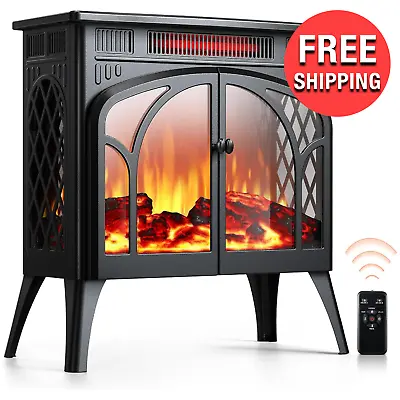 Electric Fireplace Heater Infrared Quartz 3D Flame Freestanding Remote Control • $184.39