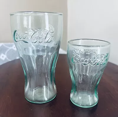 2 Vintage Green Coca-Cola Drinking Glasses • $11