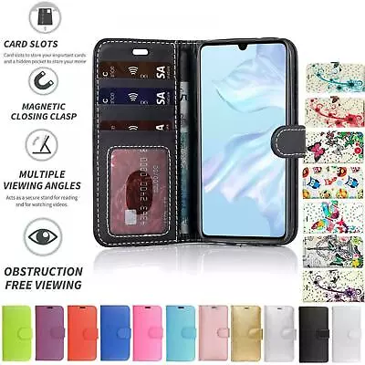 For Huawei Y7 2018 Case Cover Flip Folio Leather Wallet Credit Card Slot • £4.99