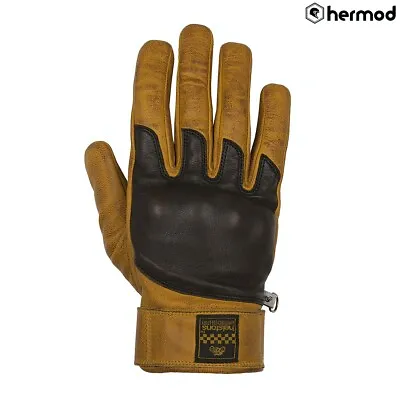Helstons Wolf Goat Leather Short Motorcycle Gloves - Gold/Brown • $61.01