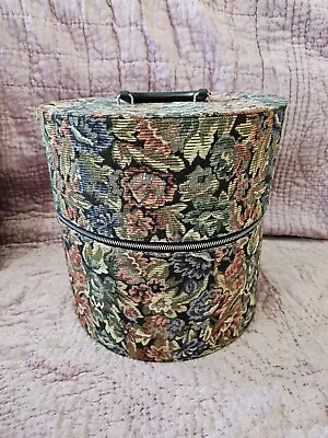 Vintage Carry All By Munro Tapestry Hat Box / Train Case/ Wig Case • $49