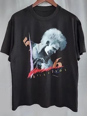 Vintage BILLY IDOL T Shirt 1986 Whiplash Smile Tour Concert Band 50/50 Size L • $124.99