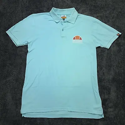 Vintage 80s 90s ELLESSE Mens UK M Turquoise Collared Polo Tennis Cotton Shirt • $22.49