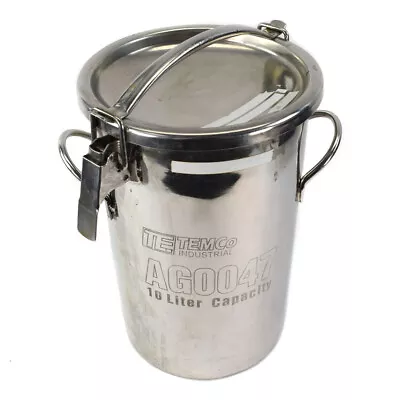 Temco AG0047 10 Liter 2.5 Gallon Stainless Steel Milk Can Jug Pail Tote W/ Lid • $99.99