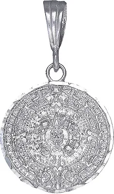$44.99 • Buy Sterling Silver Aztec Calendar Mayan Sun Charm Pendant Necklace Diamond-Cuts