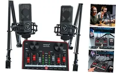  Two 3.5mm Studio Condenser Microphone And G1 Live Sound Card Audio G1-L3-02 • $132.58