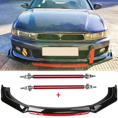 Front Bumper Lip Splitter Spoiler + Strut Rods For Mitsubishi Galant 1995-2012 • $89.11