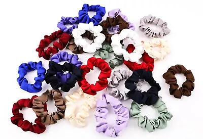 2x Small Luxurious Smooth Soft Silk Satin Scrunchies Kids Hair Tie Ponytail Band • £3.95