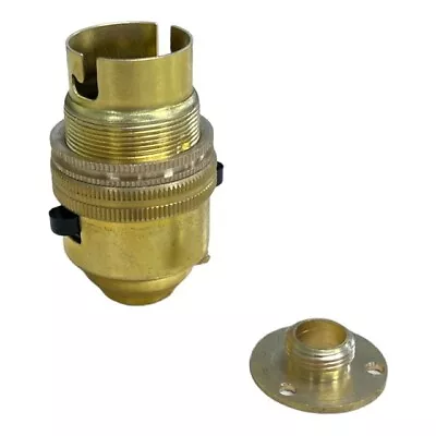 £6.85 • Buy Jeani Brass Lamp Holder Switched Bayonet BC Bulb Holder 1/2  & Flange Plate