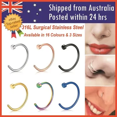 $3.50 • Buy Nose Lip Ear Ring Hoop Rings Surgical Body Piercing Earring Stud AUS Jeweller