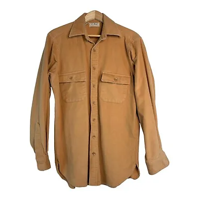 $16.50 • Buy Vintage LL Bean Mens Chamois Cloth Shirt Mustard Beige Size  100% Cotton