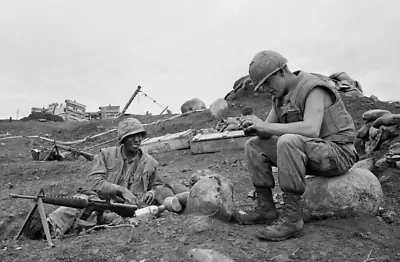 Vietnam  War  Photos --  US Soldiers Eating Rations • $3.99