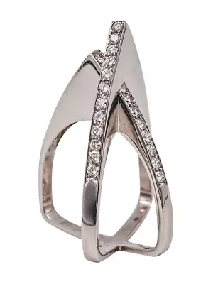 H. Stern Architectural Geometric Cocktail Ring 18Kt White Gold 1.05 Cts Diamonds • $4650