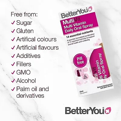 BetterYou MultiVit Daily Oral Spray Plum And Blackcurrant Natural Multi Vitamin • £7.95