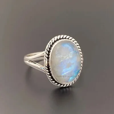 Moonstone 925 Sterling Silver Band& Statement Ring Handmade Ring All Size-U-130 • $10.82