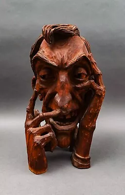 Emil Janel Sweden Signed Master American Wood Carver Large Face Figure Sculpture • $9506.24