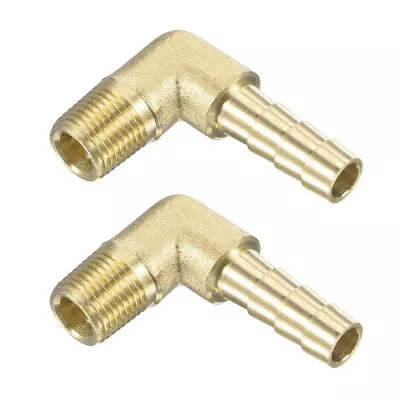 2X 90 Degree Elbow Brass Hose Barb Fitting -1/4 Barb To 1/8 Male NPT Adapter** • $7.99
