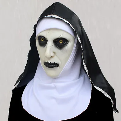 The Horror Scary Nun Latex Mask W/Headscarf Valak Cosplay For Halloween Costume • $14.99