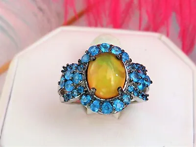 Sts 925 Stunning Welo Opal & Neon Apatite Sterling Ring*size 6.25 • $89.95