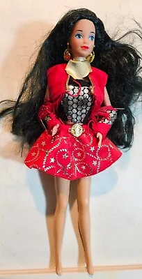 Barbie Western Stampin Tara Lynn Doll Black Hair Red Twist N Turn 1993 EUC C168 • $28