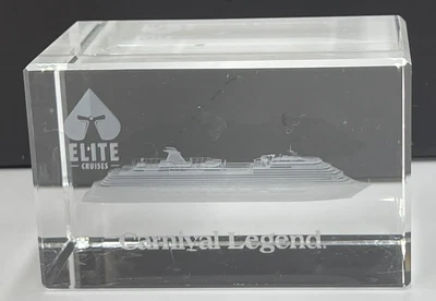 $6 • Buy 3D Laser Etched Crystal Cube Carnival Legend Cruise Ship Paperweight