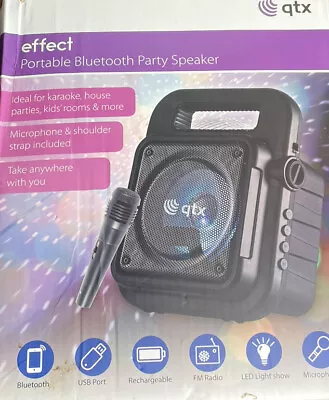 QTX Portable Bluetooth Party Speaker Effect With Microphones • £29.95