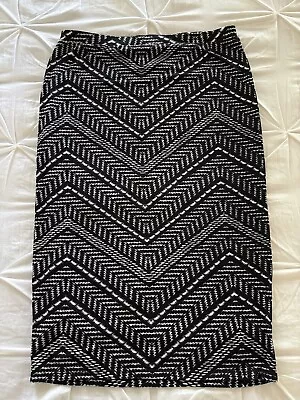 MATTY M Knitted Lined Jersey Stretch Pencil Skirt W/Elastic Waist Black & White • $3.99