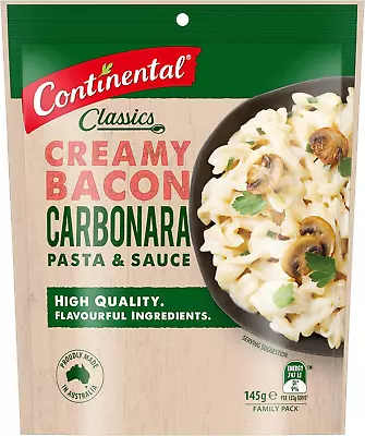 CONTINENTAL Pasta And Sauce Family Bacon And Carbonara 145G • $6.38