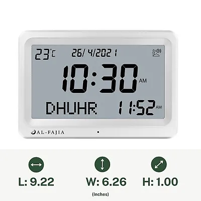 AL-FAJIA Automatic Digital 8 Azan Prayer Sounds Islamic White Clock For USA • $52.99