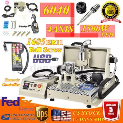 4 Axis 6040 Drilling Milling Cutting Machine CNC Router Engraver Machine+ Remote • $1239