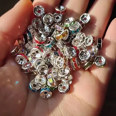 Mixed Rhinestone Rondelle Spacer Beads For Jewellery Making 4mm 6mm & 8mm 1461 • £2.79