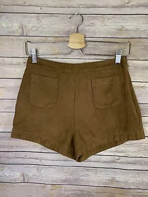 Hollister Size 3 High Waisted Shorts Faux Suede Pockets Side Zip Brown • $9.99