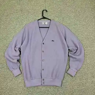 Vintage Izod Lacoste Lavender Purple Knit Cardigan Sweater Grandma Sweater 80s • $39.99